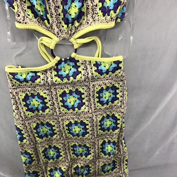 New Without Tags Rue 21 Yellow Tan Purple Halter Knee Length Dress Size M Women - Picture 3 of 13